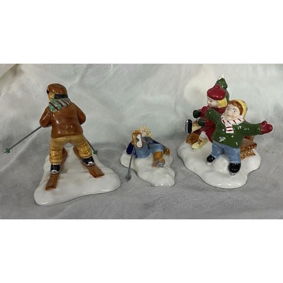DEPARTMENT 56 ORIGINAL SNOW VILLAGE SKATERS & SKIERS SET OF 3 DEPT 56 Read - Picture 4 of 11